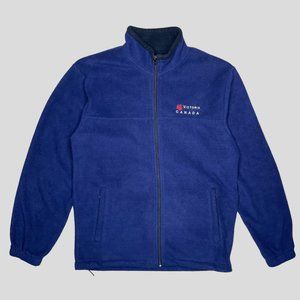 Men's Vintage Victoria Canada Navy Blue Fleece Zipped Jacket Size Medium